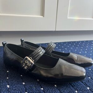 Black Mary Jane Flats with Buckle